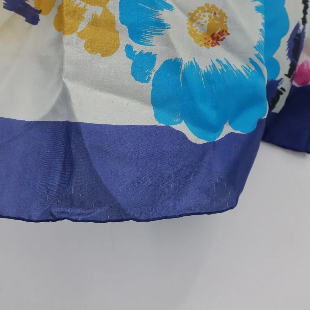 Vintage Silk Scarf Blue Bloomcore Boho Cottage Polished Colorful‎ Artsy Elegant